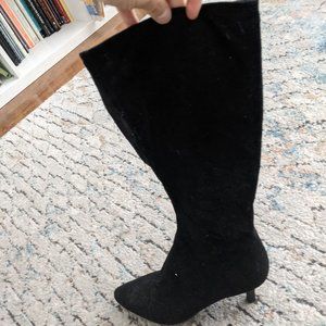 Black Kitten-heel Knee-High Boots